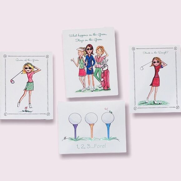 set(4) of Lula Bell Designs-Golf Collection Note Cards(blank) and Envelopes - Picture 1 of 6